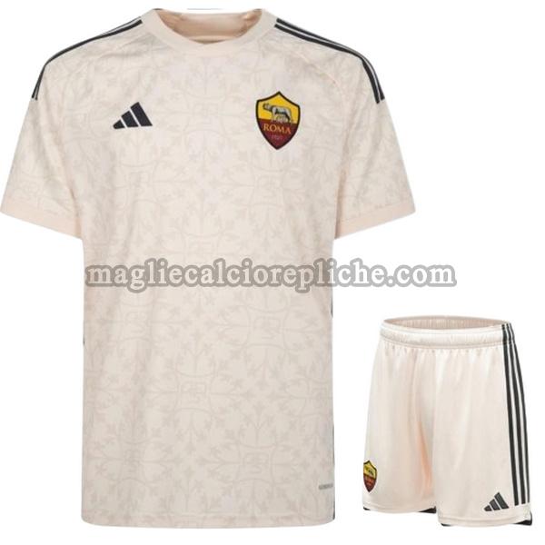 seconda maglie calcio bambino as roma 2023 2024 bianco