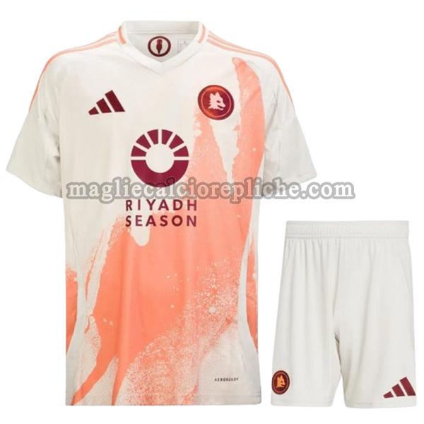 seconda maglie calcio bambino as roma 2024 2025 bianco