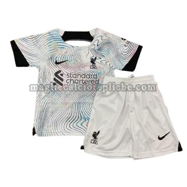 seconda maglie calcio bambino liverpool 2022 2023 bianco