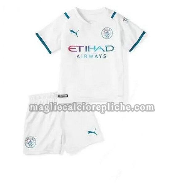 seconda maglie calcio bambino manchester city 2021 2022 bianco