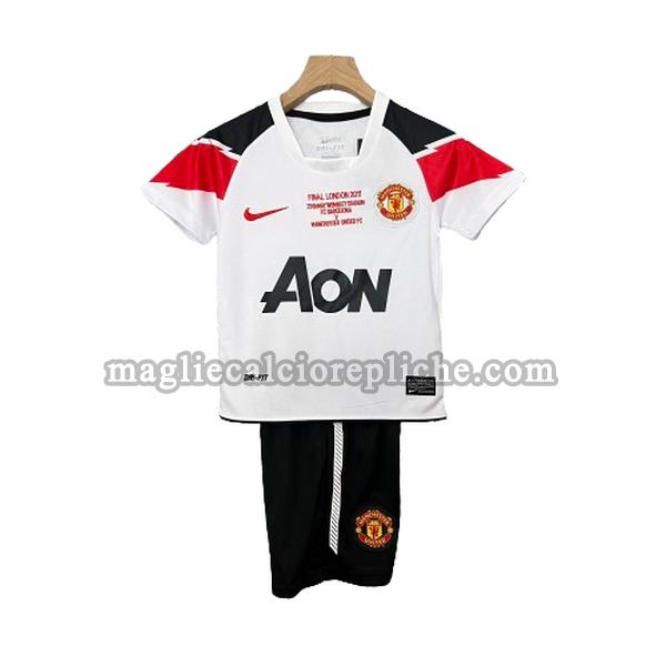 seconda maglie calcio bambino manchester united 2010 2011 bianco