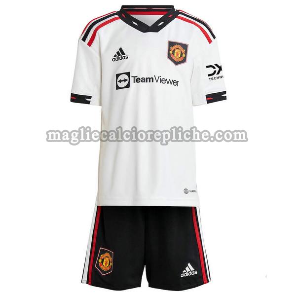 seconda maglie calcio bambino manchester united 2022 2023 bianco