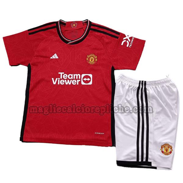 seconda maglie calcio bambino manchester united 2023 2024 rosso