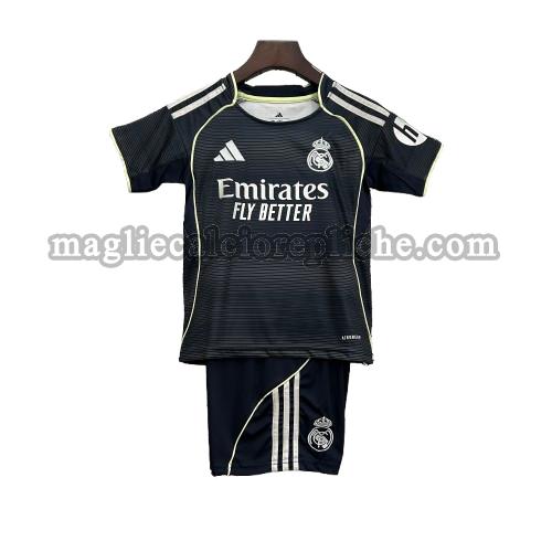 seconda maglie calcio bambino real madrid 2025 2026 nero