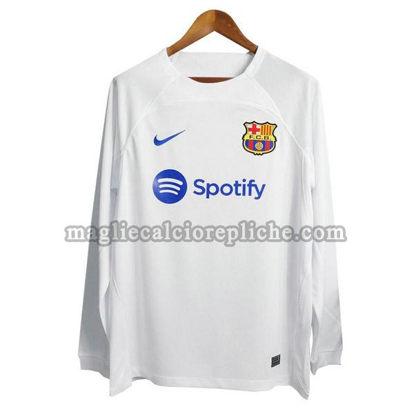 seconda maglie calcio barcellona 2023 2024 manica lunga bianco