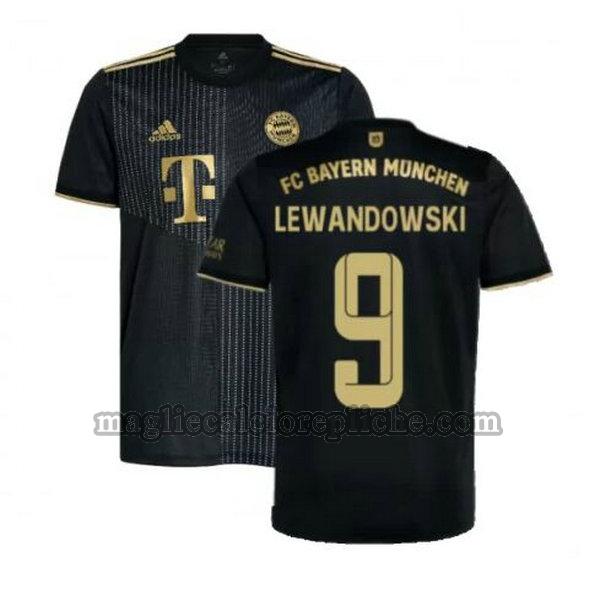 seconda maglie calcio bayern münchen 2021 2022 lewandowski 9 nero