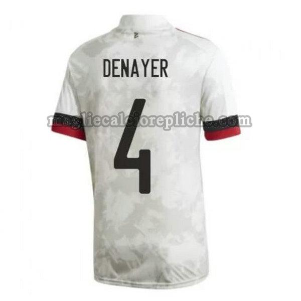 seconda maglie calcio belgio 2020-2021 denayer 4 bianco