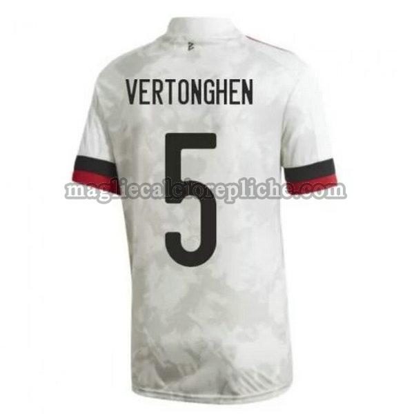 seconda maglie calcio belgio 2020-2021 vertonghen 5 bianco