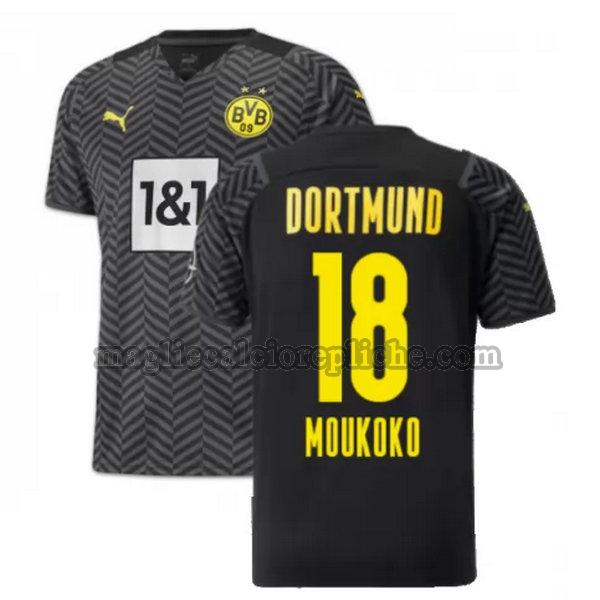 seconda maglie calcio borussia dortmund 2021 2022 moukoko 18 nero