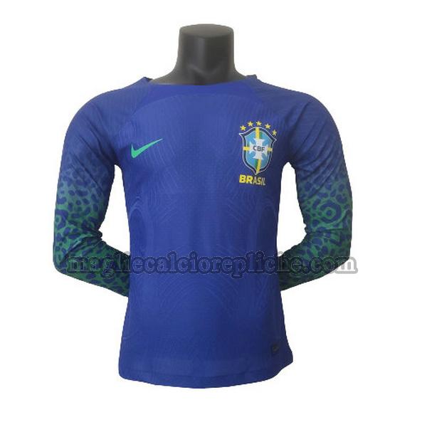 seconda maglie calcio brasile 2022 player manica lunga blu
