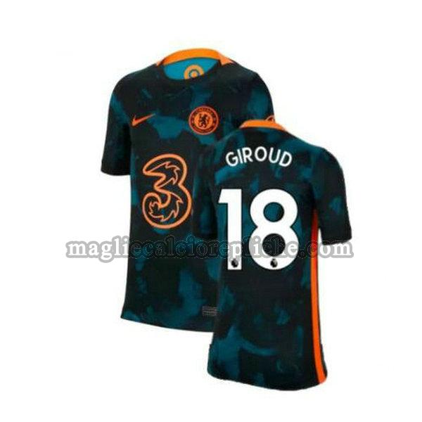 seconda maglie calcio chelsea 2021 2022 giroud 18 verde