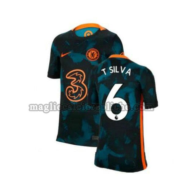 seconda maglie calcio chelsea 2021 2022 t silva 6 verde