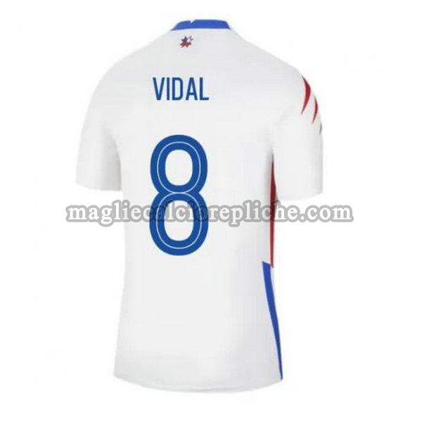 seconda maglie calcio cile 2020-2021 vidal 8 bianco