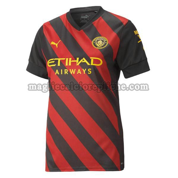 seconda maglie calcio donna manchester city 2022 2023 nero rosso