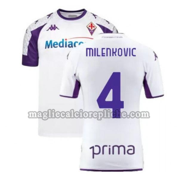 seconda maglie calcio fiorentina 2021 2022 milenkovic 4 bianco