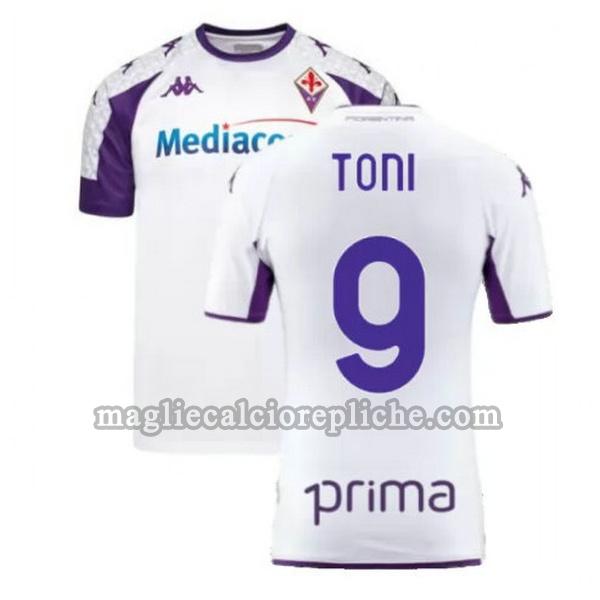 seconda maglie calcio fiorentina 2021 2022 toni 9 bianco