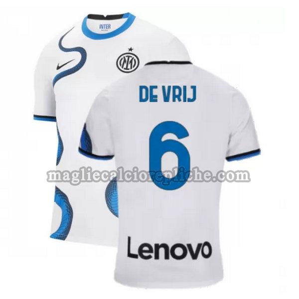 seconda maglie calcio inter 2021 2022 de vrij 6 bianco