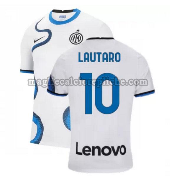 seconda maglie calcio inter 2021 2022 lautaro 10 bianco