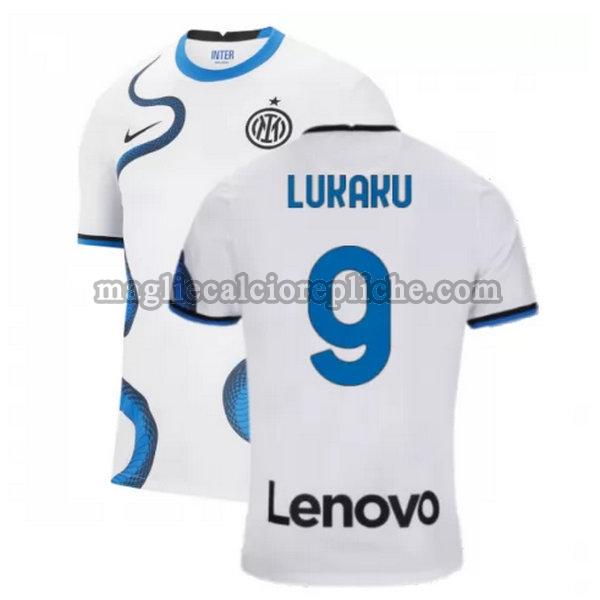 seconda maglie calcio inter 2021 2022 lukaku 9 bianco