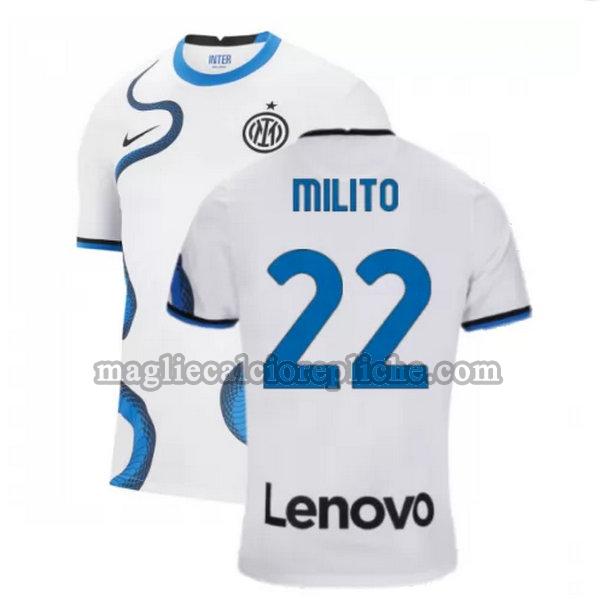 seconda maglie calcio inter 2021 2022 milito 22 bianco