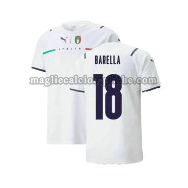 seconda maglie calcio italia 2021 2022 barella 18 bianco