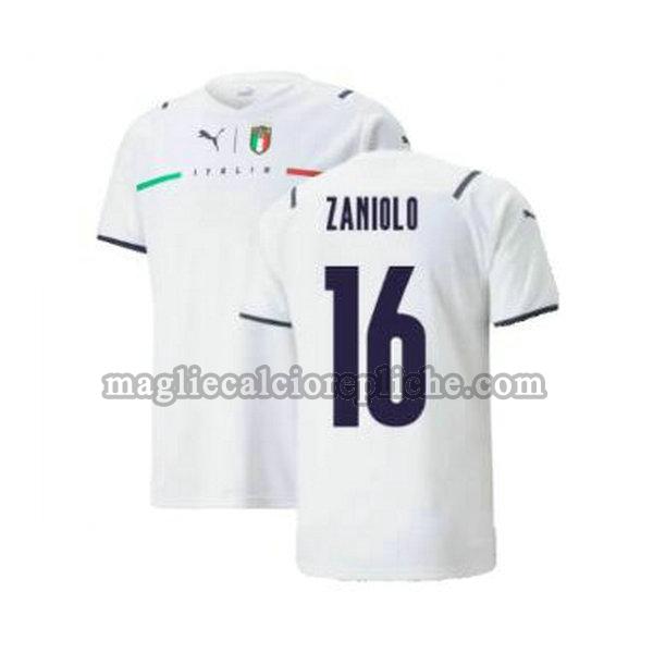 seconda maglie calcio italia 2021 2022 zaniolo 16 bianco