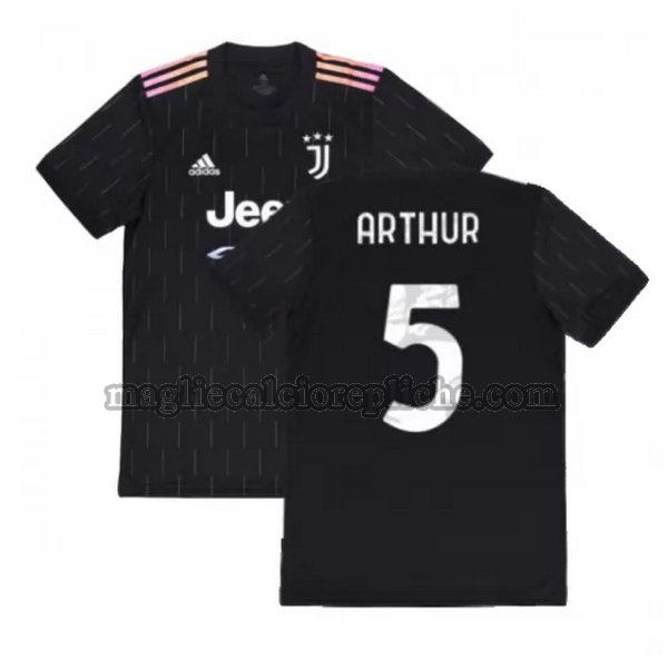 seconda maglie calcio juventus 2021 2022 arthur 5 nero