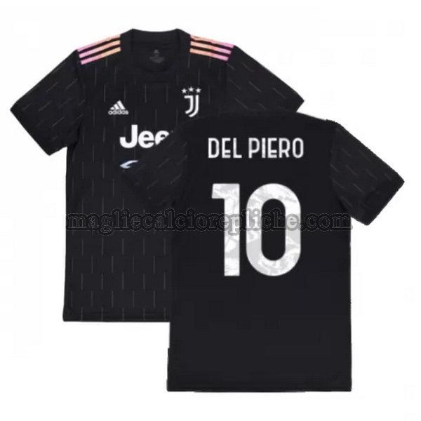 seconda maglie calcio juventus 2021 2022 del piero 10 nero