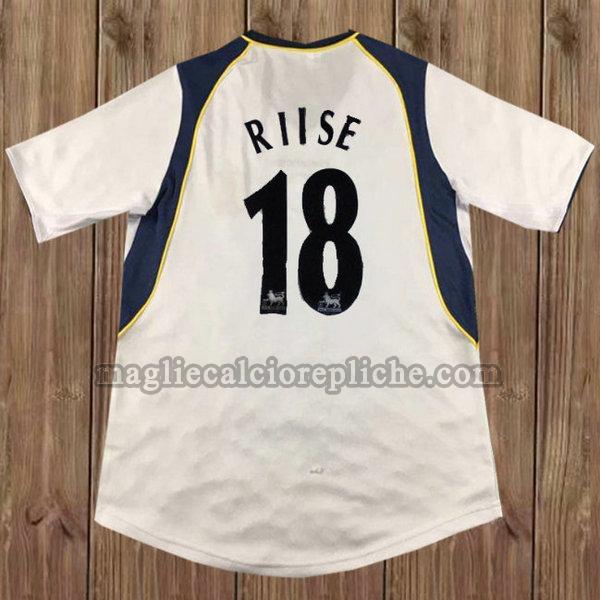 seconda maglie calcio liverpool 2001-2002 riise 18 bianco