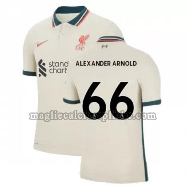 seconda maglie calcio liverpool 2021 2022 alexander arnold 66 giallo