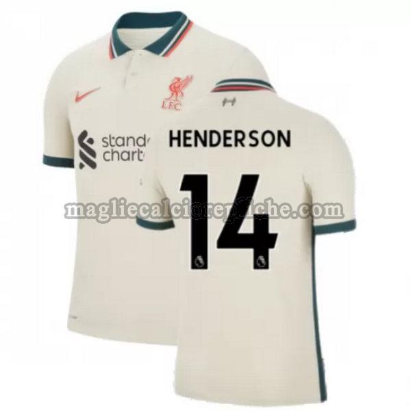 seconda maglie calcio liverpool 2021 2022 henderson 14 giallo