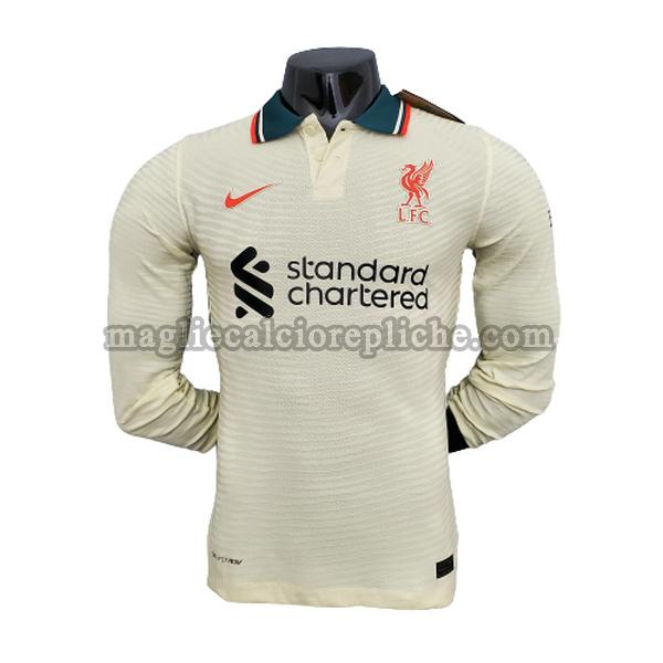 seconda maglie calcio liverpool 2021 2022 player manica lunga bianco