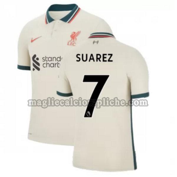 seconda maglie calcio liverpool 2021 2022 suarez 7 giallo