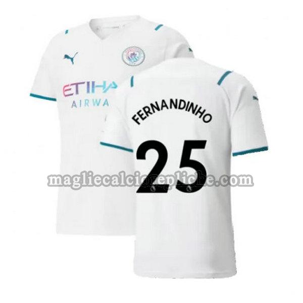 seconda maglie calcio manchester city 2021 2022 fernandinho 25 bianco