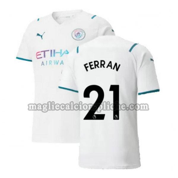 seconda maglie calcio manchester city 2021 2022 ferran 21 bianco