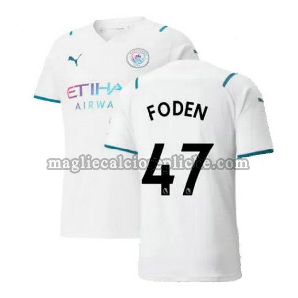 seconda maglie calcio manchester city 2021 2022 foden 47 bianco