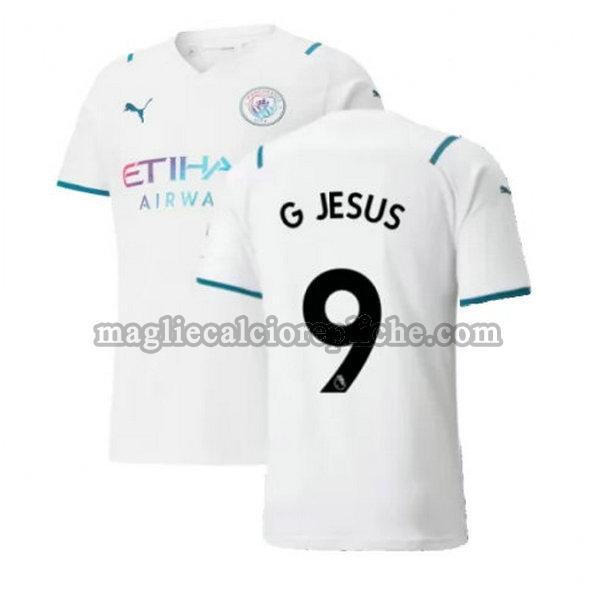 seconda maglie calcio manchester city 2021 2022 g jesus 9 bianco