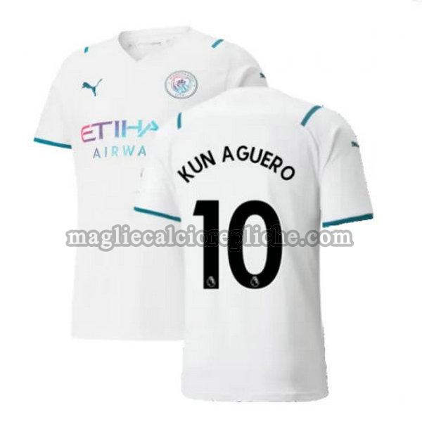 seconda maglie calcio manchester city 2021 2022 kun aguero 10 bianco