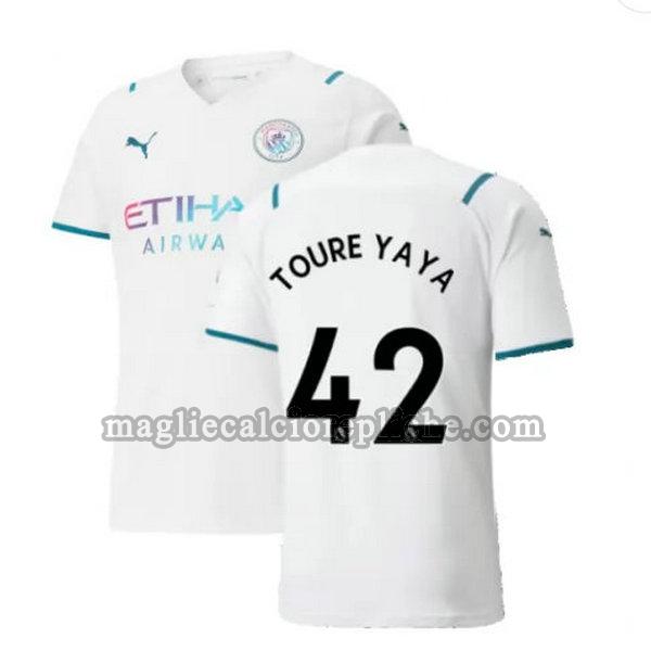 seconda maglie calcio manchester city 2021 2022 toure yaya 42 bianco