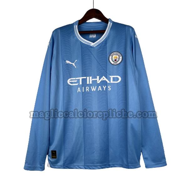 seconda maglie calcio manchester city 2023 2024 manica lunga blu