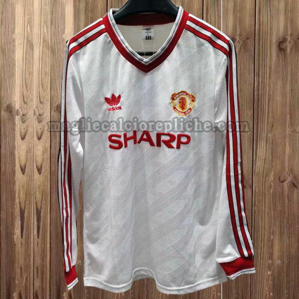 seconda maglie calcio manchester united 1986-1988 manica lunga bianco