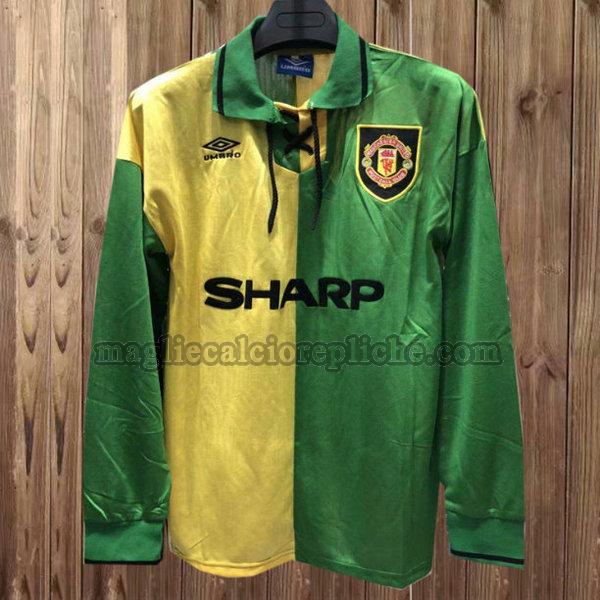 seconda maglie calcio manchester united 1992-1994 manica lunga verde