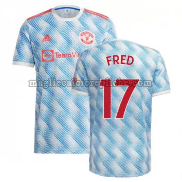 seconda maglie calcio manchester united 2021 2022 fred 17 blu