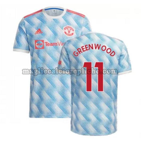 seconda maglie calcio manchester united 2021 2022 greenwood 11 blu