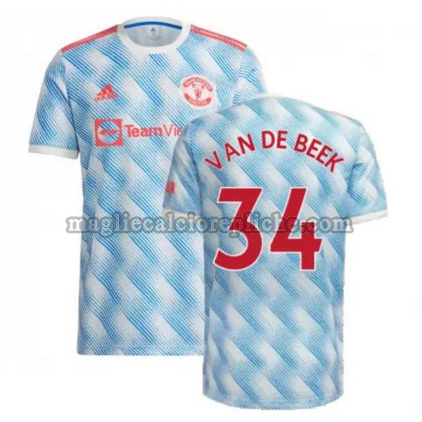 seconda maglie calcio manchester united 2021 2022 van de beek 34 blu