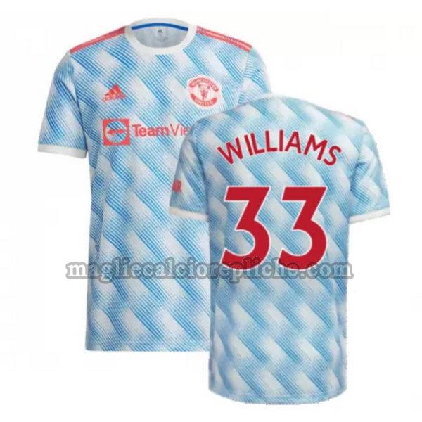 seconda maglie calcio manchester united 2021 2022 williams 33 blu