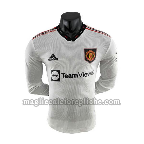 seconda maglie calcio manchester united 2022 2023 player manica lunga bianco