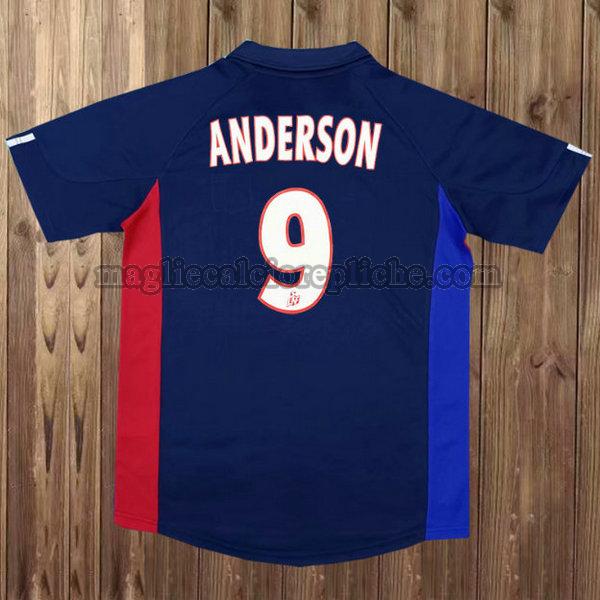 seconda maglie calcio olympique lyon 2001-2002 anderson 9 blu