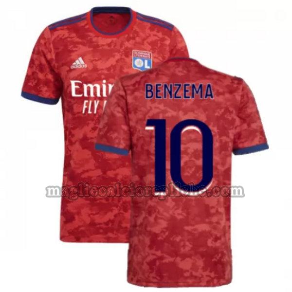 seconda maglie calcio olympique lyon 2021 2022 benzema 10 rosso