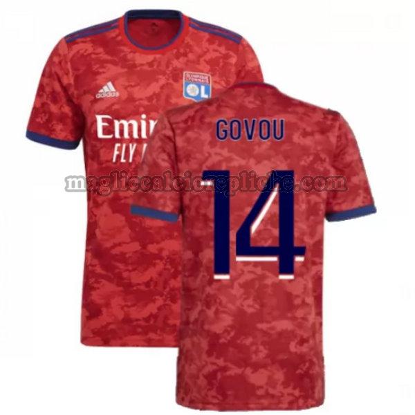 seconda maglie calcio olympique lyon 2021 2022 govou 14 rosso